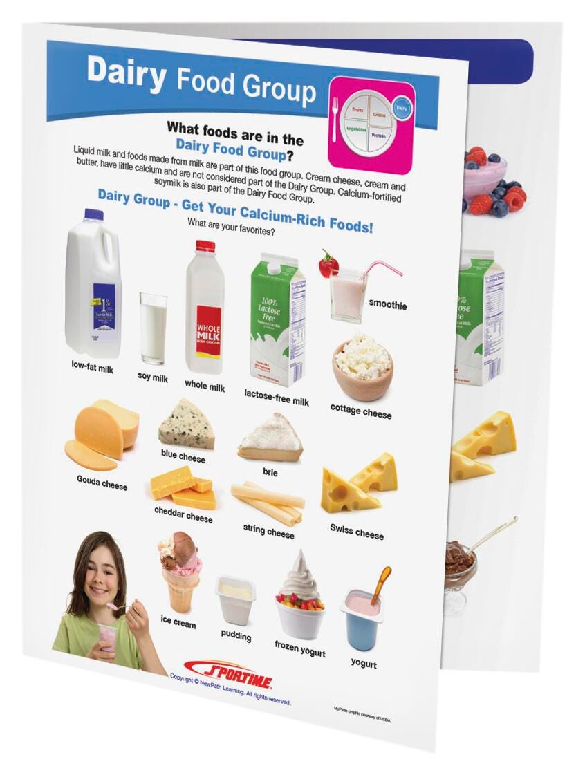 Image for Sportime Dairy Food Group Visual Learning Guide, 4 Pages, Grades 1 to 4 from School Specialty